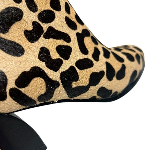 Van Eli Calf Hair Leopard Print Ankle Boots Size 7 Block Heel Cheetah Print - Picture 13 of 15